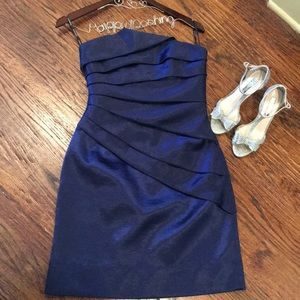 Blue Strapless Cocktail Dress